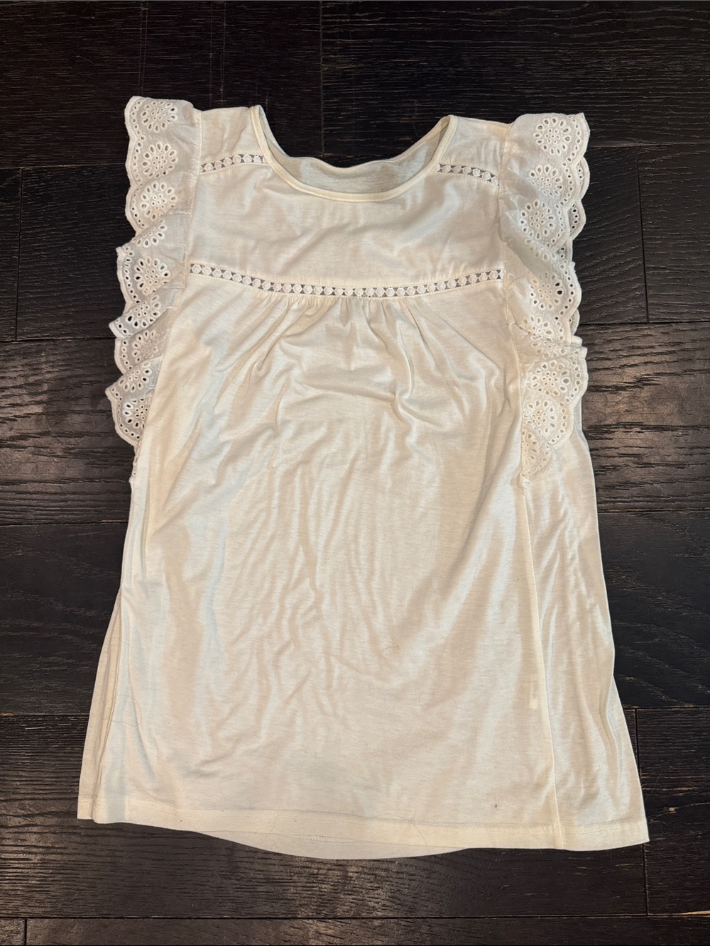 Women's White Eyelet Lace Sleeve Tank Top